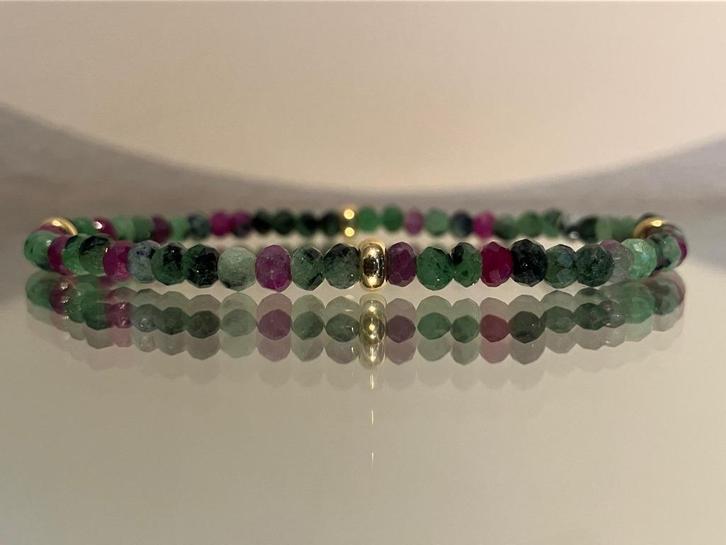 Edelsteen armband met zoisiet met robijn, Sieraden, Tassen en Uiterlijk, Edelstenen, Nieuw, Verzenden