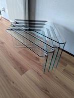 🟢 Gallotti & Radice - Driehoekige Nesting Bijzettafels (4), Ophalen, Minder dan 45 cm, Gebruikt, Glas