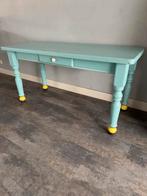 Retro Sidetable Blauw/Geel, Ophalen, Gebruikt, 150 tot 200 cm, Overige houtsoorten