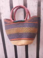 Ghana # tulpmand#u-shopper#lederen handvat#uniek#geweven, Ophalen of Verzenden, Nieuw, Rond, Overige materialen