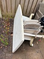 Kunststof tuintafel met 2 klapstoelen, Tuin en Terras, Ophalen, Gebruikt, Rechthoekig, Kunststof