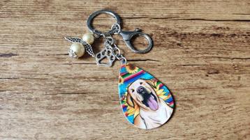 Tashanger / Sleutelhanger Labrador leer met beschermengeltje beschikbaar voor biedingen