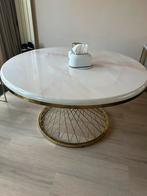 Marmerlook Rond eettafel , gouden onderstel/poot 140cm, 100 tot 150 cm, Rond, Ophalen of Verzenden, Zo goed als nieuw