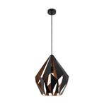 EGLO hanglamp Carlton 1 - e27 - ø 38,5 cm - zwart/koper, Ophalen, Zo goed als nieuw, Minder dan 50 cm