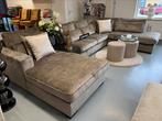 Luxe Velvet Teddy U-Bank Costa 195x370x250cm NIEUW Stone NEW, Huis en Inrichting, Oosterbaan, Info@oosterbaanwonen.nl, Venus 31 8448CE Heerenveen