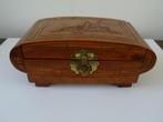 Vintage houten sieradendoosje hout juwelen box houtsnijwerk, Ophalen of Verzenden