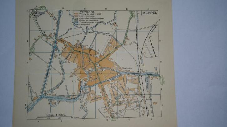 33 Meppel Plattegrond Litho 1917, Antiek en Kunst, Kunst | Litho's en Zeefdrukken, Ophalen of Verzenden