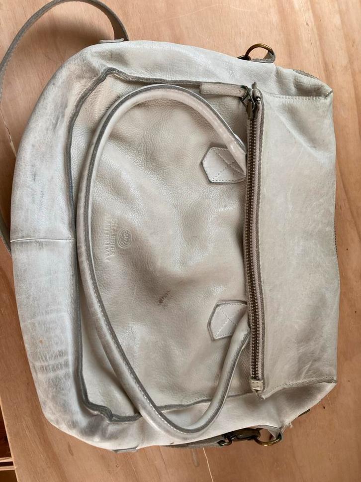 Shabbies Amsterdam leren tas - wit, Sieraden, Tassen en Uiterlijk, Tassen | Damestassen, Gebruikt, Handtas, Wit, Ophalen of Verzenden
