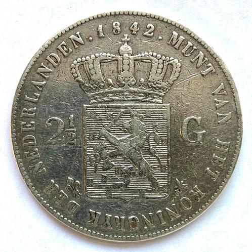 Nederland 2-1/2 Gulden 1842 Willem II Rijksdaalder Zilver, Postzegels en Munten, Munten | Nederland, Zilver, Ophalen of Verzenden