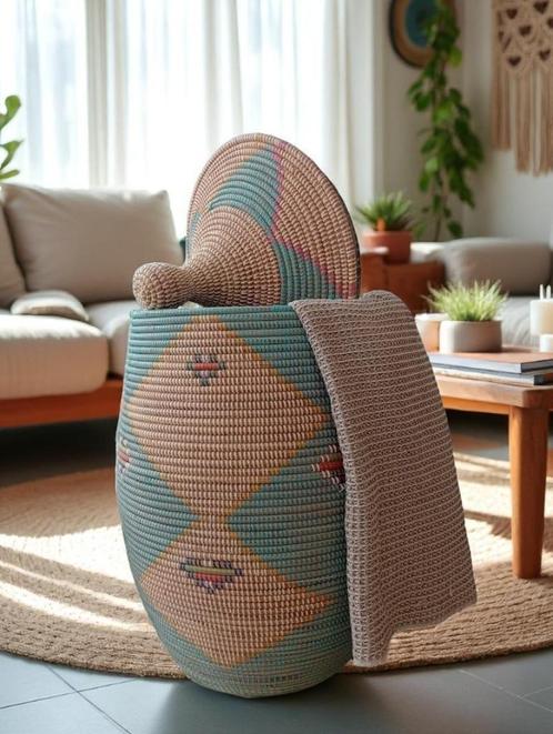 Afrikaanse opbergmand XXL, Huis en Inrichting, Woonaccessoires | Schalen en Manden, Nieuw, Mand, Overige vormen, Riet, Ophalen of Verzenden