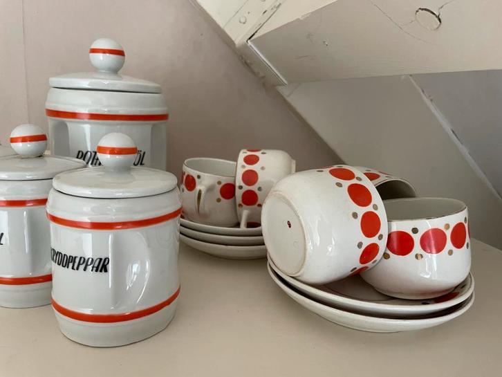 Vintage Servies en Voorraadpotten Set, Antiek en Kunst, Antiek | Keukenbenodigdheden, Ophalen of Verzenden