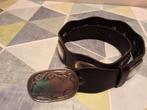 Vintage leren riem zwart/zilver maat 85, Kleding | Dames, Riemen en Ceinturen, Heupriem, Ophalen of Verzenden, Vintage, Gedragen