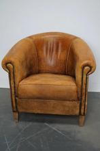 Vintage Nederlandse clubfauteuil van cognackleurig leer, Huis en Inrichting, Fauteuils, Niet ingevuld, Gebruikt, Niet ingevuld