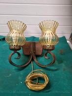 wandlamp hout metaal amber glazen kappen, Ophalen of Verzenden, 'T Olde Gre-j, Info@toldegrej.nl, Endepoelstraat 20f Didam