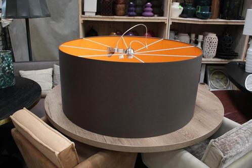 Grote ronde hanglamp Ø90 cm stof antraciet & oranje, Huis en Inrichting, Lampen | Hanglampen, Zo goed als nieuw, Minder dan 50 cm