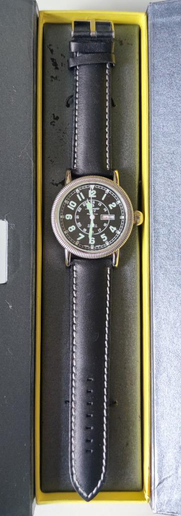 Automatisch horloge, Sieraden, Tassen en Uiterlijk, Horloges | Heren, Zo goed als nieuw, Polshorloge, Overige merken, Staal, Leer