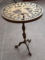 Vintage messing plantentafeltje, Huis en Inrichting, Tafels | Bijzettafels, Ophalen, Minder dan 55 cm, Metaal of Aluminium, Rond