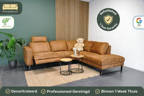 Cognac Hoekbank Elektrisch verstelbaar [Refurbished], Huis en Inrichting, Banken | Complete zithoeken, Zo goed als nieuw, Metaal
