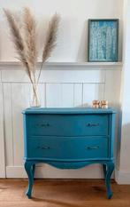 Mooi gerestyled vintage dressoir in een warme, mat blauw, Ophalen of Verzenden, Zo goed als nieuw, 25 tot 50 cm, 50 tot 100 cm