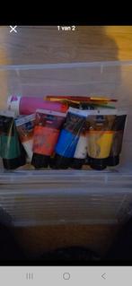 Verf tubes diverse kleuren + kwasten, Ophalen of Verzenden, Gebruikt, Acrylverf