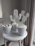 Woondecoratie metalen cactussen wit, Zo goed als nieuw, Ophalen