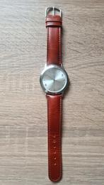 Herenhorloge met leren band, Overige merken, Leer, Staal, Ophalen of Verzenden
