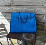 (licht)Blauwe leren handtas, geen merk, Sieraden, Tassen en Uiterlijk, Tassen | Damestassen, Ophalen, Zo goed als nieuw, Blauw