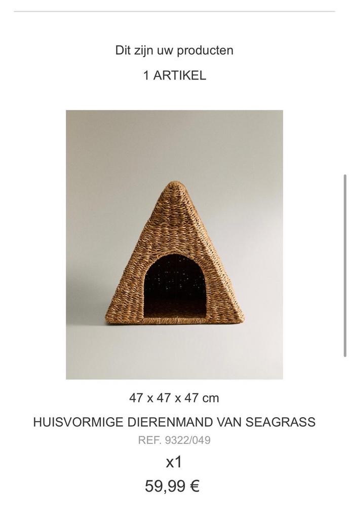 Dierenmand Zara Home, Z.G.A.N. , voor kat of kleine hond, Ophalen of Verzenden, Zo goed als nieuw, Riet