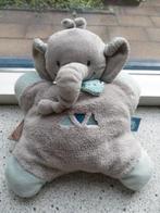 Olifant merk Nattou Jollymex grijs velours met blauwe hand-, Ophalen of Verzenden, Zo goed als nieuw, Olifant