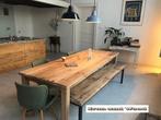Eettafel van stoere oud eiken wagonplanken /evt met bankje, Ophalen, Nieuw