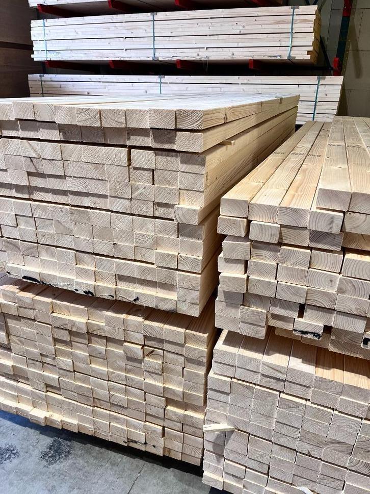 Goedkope regels balken tengels panlatten, Doe-het-zelf en Verbouw, Hout en Planken, Nieuw, Balk, Vuren, 300 cm of meer, 25 tot 50 mm
