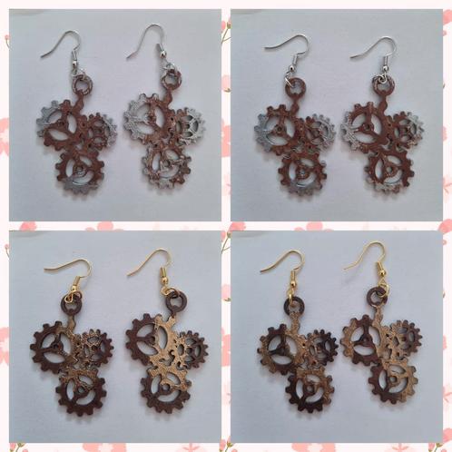 Steampunk/cosplay tandwiel oorbellen, Sieraden, Tassen en Uiterlijk, Oorbellen, Nieuw, Hangers, Overige materialen, Ophalen of Verzenden