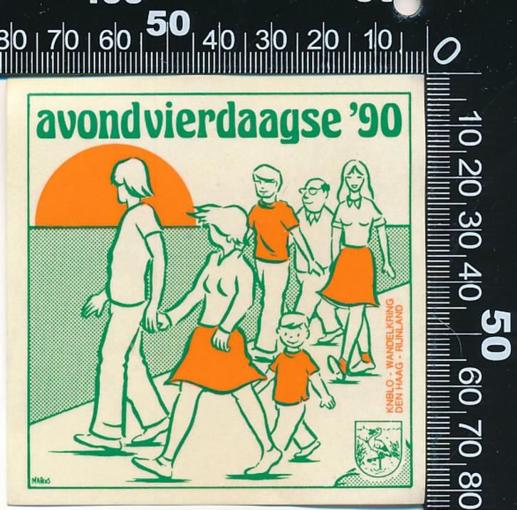 Sticker: Avondvierdaagse 1990 - Den Haag Rijnland, Verzamelen, Stickers, Zo goed als nieuw, Sport, Ophalen of Verzenden