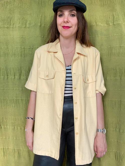 Vintage dikke blouse / overhemd - geel - 40/L/large, Kleding | Dames, Blouses en Tunieken, Gedragen, Maat 38/40 (M), Geel, Ophalen of Verzenden