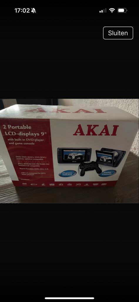 Akai 2 Portable LCD Displays 9" met DVD en Console, Spelcomputers en Games, Spelcomputers | Overige, Gebruikt, Ophalen of Verzenden