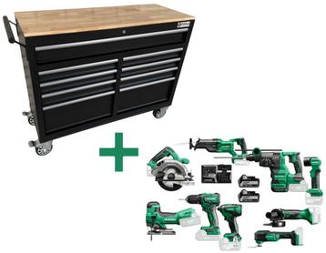 E-Tools Verrijdbare werkbank 117 cm + 12 delige Hikoki set | beschikbaar voor biedingen