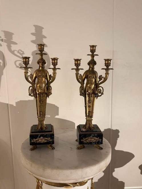 2 stuks kandelaren set empire brons, Antiek en Kunst, Antiek | Kandelaars, Ophalen of Verzenden