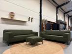 Nieuw Design on Stock Bloq Bank 3 & 2,5 zits Groen stof Poef, 75 tot 100 cm, Ophalen of Verzenden, Rechte bank, Stof