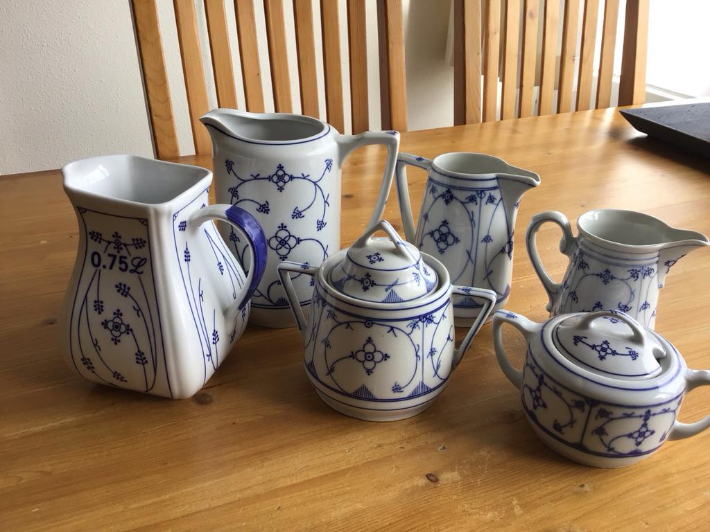 Saksisch Blauwe Melkkannen & Suikerpotten, Huis en Inrichting, Keuken | Servies, Ophalen, Gebruikt, Overige typen, Overige stijlen