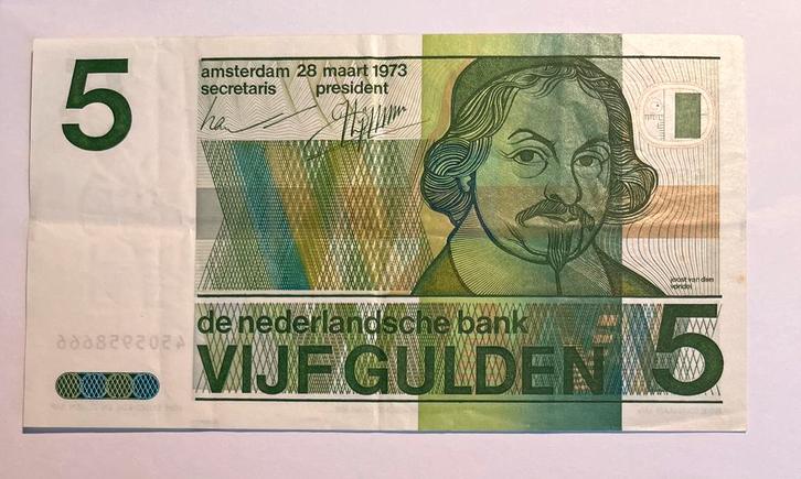 5 Gulden Vondel 1973, Postzegels en Munten, Bankbiljetten | Nederland, 5 gulden, Verzenden