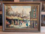 Schilderij van Parijs straatscène, Antiek en Kunst, Kunst | Schilderijen | Klassiek, Ophalen of Verzenden