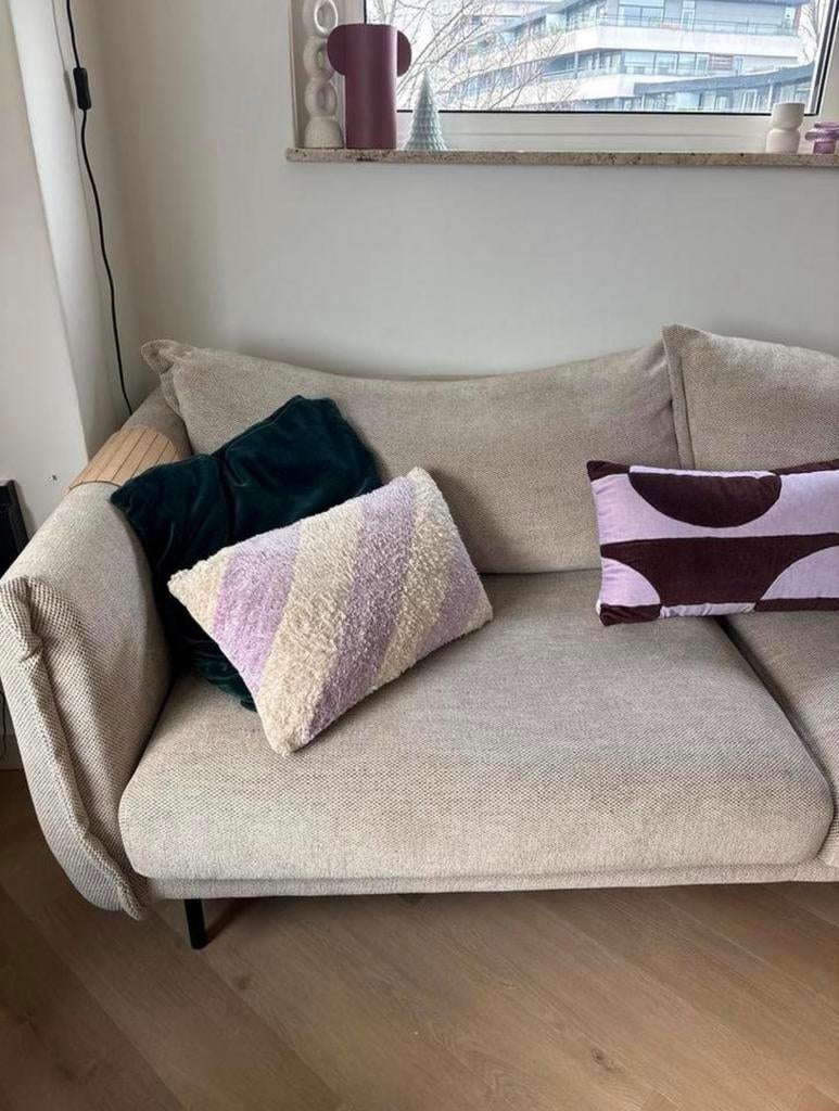 Stoere by fonQ Ribbon 3-zitsbank - Beige, Ophalen, Zo goed als nieuw, Beige, Rechthoekig