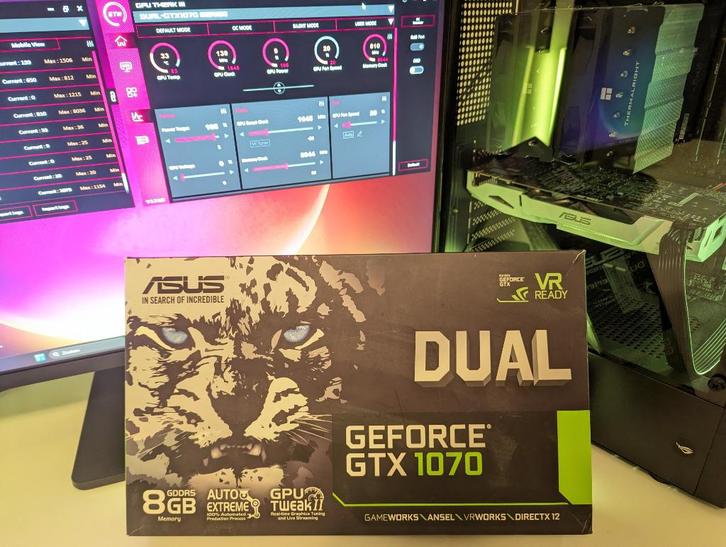 ASUS DUAL-GTX1070-8G | 8GB GDDR5 | Originele Doos, Computers en Software, Videokaarten, Gebruikt, Nvidia, PCI-Express 3.0, GDDR5