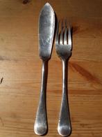 Vork en mes mooi antiek silverplate visbestek uit Engeland.