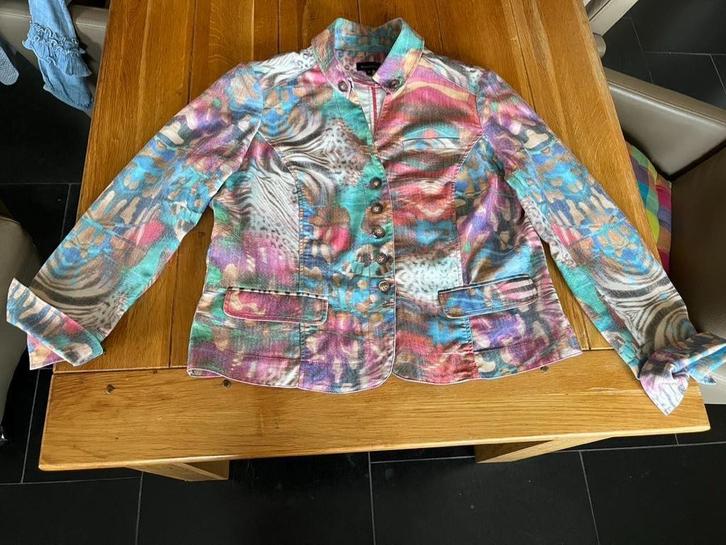 Roze/blauw/bruin Witteveen jasje, maat 44, Kleding | Dames, Jasjes, Kostuums en Pakken, Zo goed als nieuw, Jasje, Maat 42/44 (L)