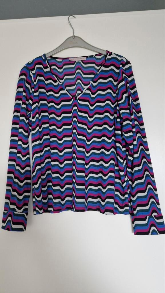 Studio Anneloes Soof Wave blouse in deep green/mauve maat L, Kleding | Dames, Blouses en Tunieken, Zo goed als nieuw, Maat 42/44 (L)