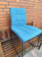 Blauwe Stoffen Stoel met Metalen Frame, Huis en Inrichting, Stoelen, Ophalen, Blauw, Zo goed als nieuw, Metaal
