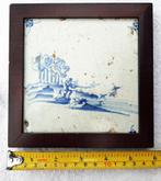 Antiek tegeltje Delftsblauw handwerk tinglazuur 17e eeuw, Ophalen of Verzenden