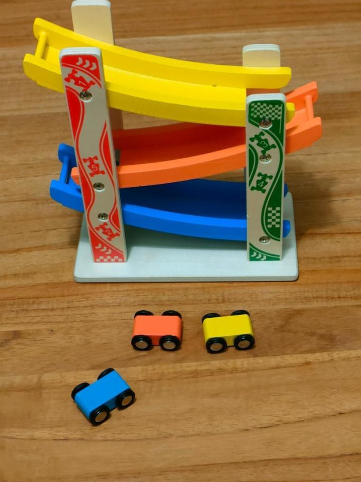 Knikkerbaan voor raceautos houten, Kinderen en Baby's, Speelgoed | Houten speelgoed, Gebruikt, Overige typen, Ophalen