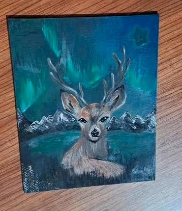  Handgemaakt Magische Nacht  24.30 cm acrylic painting beschikbaar voor biedingen